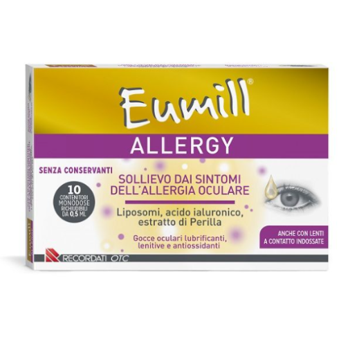 Eumill Allergy Gocce Oculari 10flaconcini Da 0,5ml Per Trattamento Di Bruciore Rossore E Prurito Dell'occhio