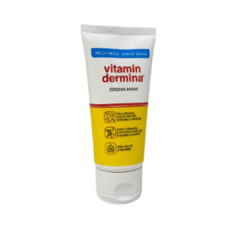 Vitamindermina Crema Mani 50ml Per Pelli Secche E Molto Screpolate, Riparatrice Idrorestitutiva Anche Per Bambini