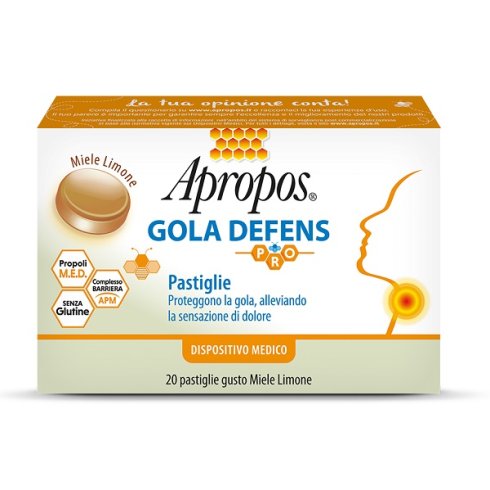 Apropos Gola Defens Pro 20pastiglie Miele Limone Mucoadesivo Ad Effetto Barriera
