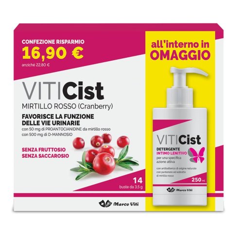 Viticist Integratore per Benessere Delle Vie Urinarie Confezione Promo 14Bustine + Detergente Intimo 250ml