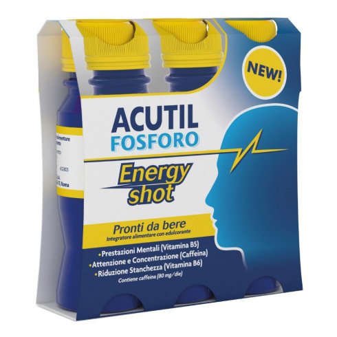 Acutil Fosforo Energy Shot 3 Flaconcini Da 60ml Tonico Energizzante