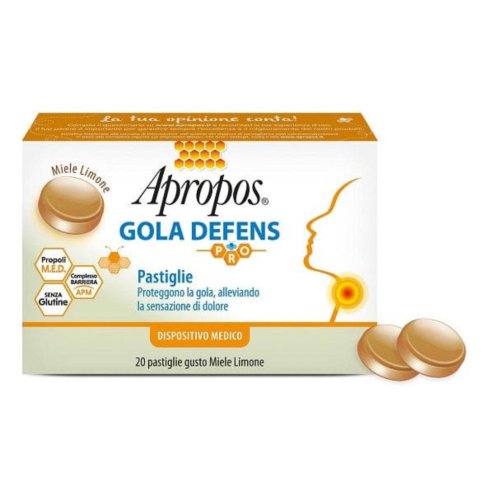 Apropos Gola Defens Pro 20pastiglie Miele Limone Mucoadesivo Ad Effetto Barriera