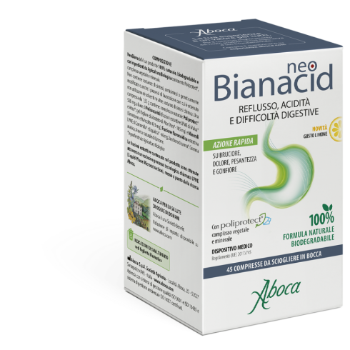 Neobianacid 45Compresse Masticabili Gusto Limone - Utile Per Contrastare Reflusso Gastroesofageo E Gastrite, Bruciore, Dolore E Sensazione Di Acidità, Pesantezza E Difficoltà Digestive