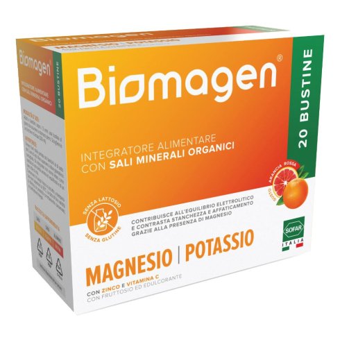 Biomagen 20bustine Integratore Alimentare Di Magnesio E Potassio, Con Zinco E Vitamina C