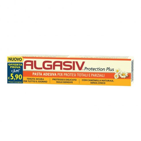 Algasiv Protection Plus Prezzo Promozionale Crema Adesiva Per Protesi Totali E Parziali Con Camomilla Naturale 40g 